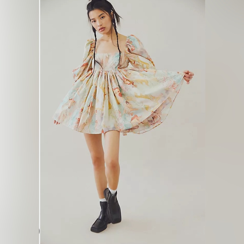 Selkie The Cottage Puff Mucha Babydoll Mini Dress - Size Medium